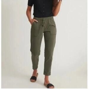 Marine Layer Emmy Linen Blend Utility Pants In Dusty Olive Size S Minimalist